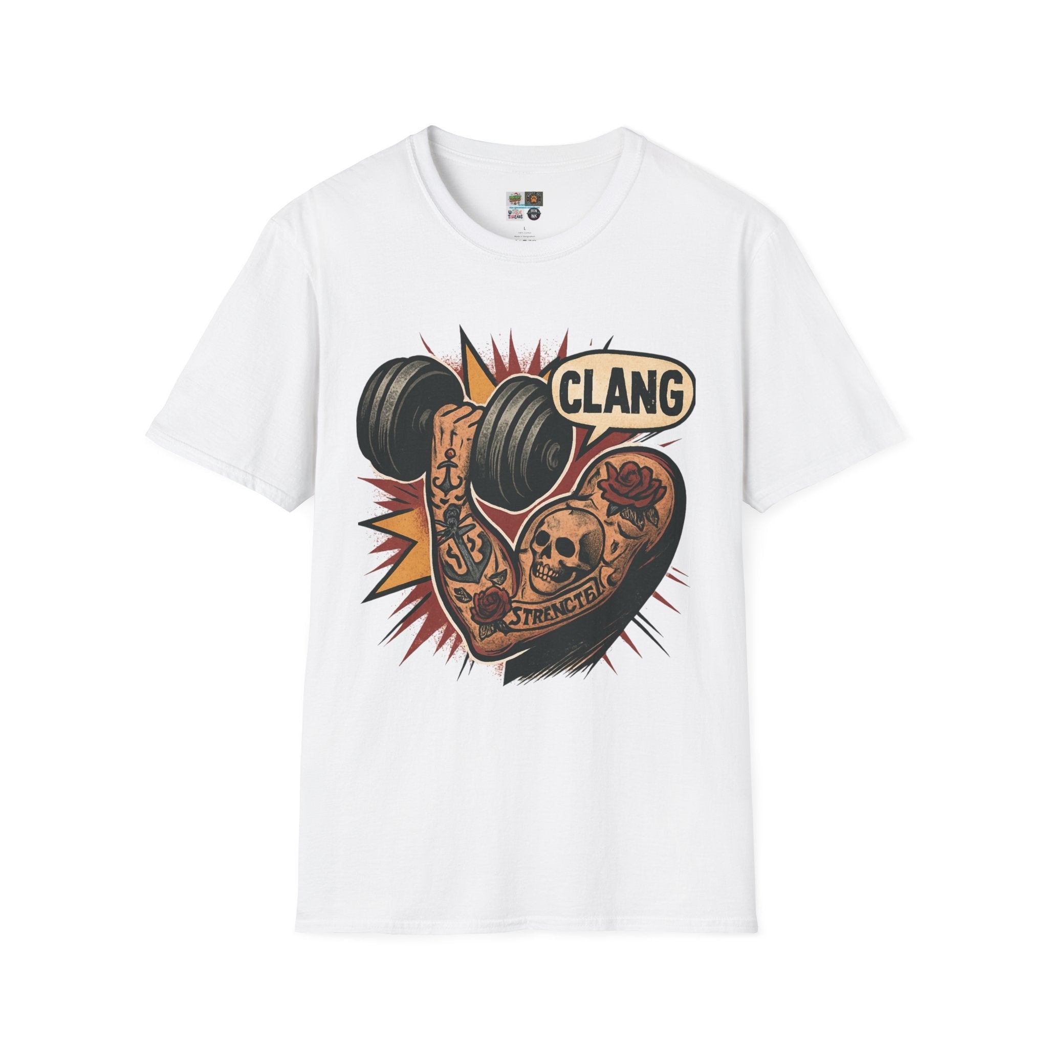 Copy of Vintage Strength Graphic T-Shirt | Gift for Fitness Lovers, Gym Workout Tee, Unisex Softstyle Tee, Unique Training Shirt, Clang Design - The Revival Rack