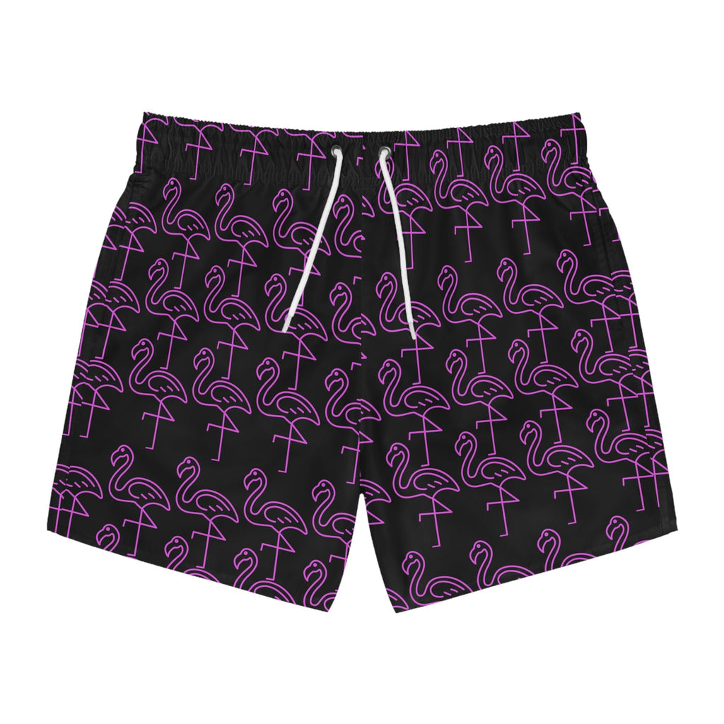 Flamingo Print Swim Trunks, Fun Beach Shorts, Summer Swimwear, Vacation Essentials, Pool Party Gear, Resort Wear - The Revival Rack