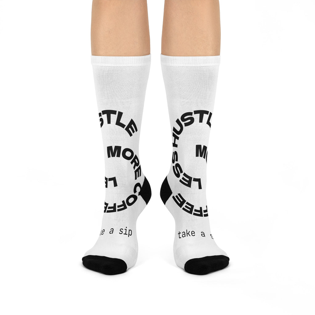 Hustle Crew Socks - Motivational Cushioned Socks for Coffee Lovers, Gifts for Him/Her, Unique Stocking Stuffers, Funny Cozy Socks - The Revival Rack