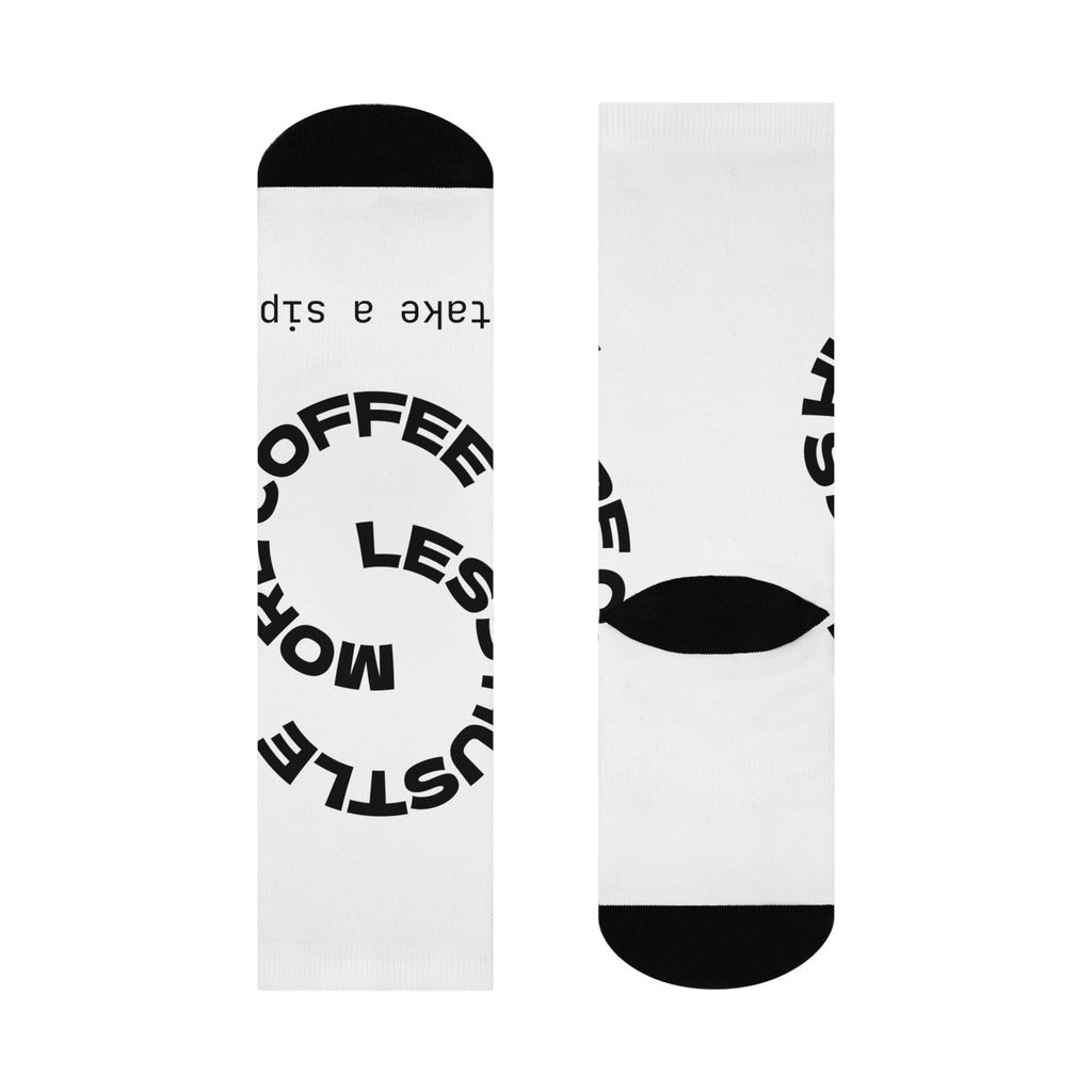 Hustle Crew Socks - Motivational Cushioned Socks for Coffee Lovers, Gifts for Him/Her, Unique Stocking Stuffers, Funny Cozy Socks - The Revival Rack