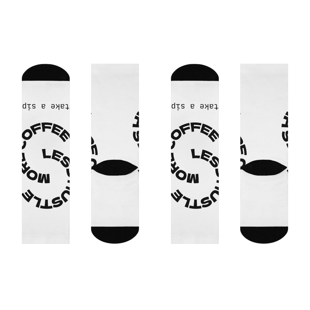 Hustle Crew Socks - Motivational Cushioned Socks for Coffee Lovers, Gifts for Him/Her, Unique Stocking Stuffers, Funny Cozy Socks - The Revival Rack