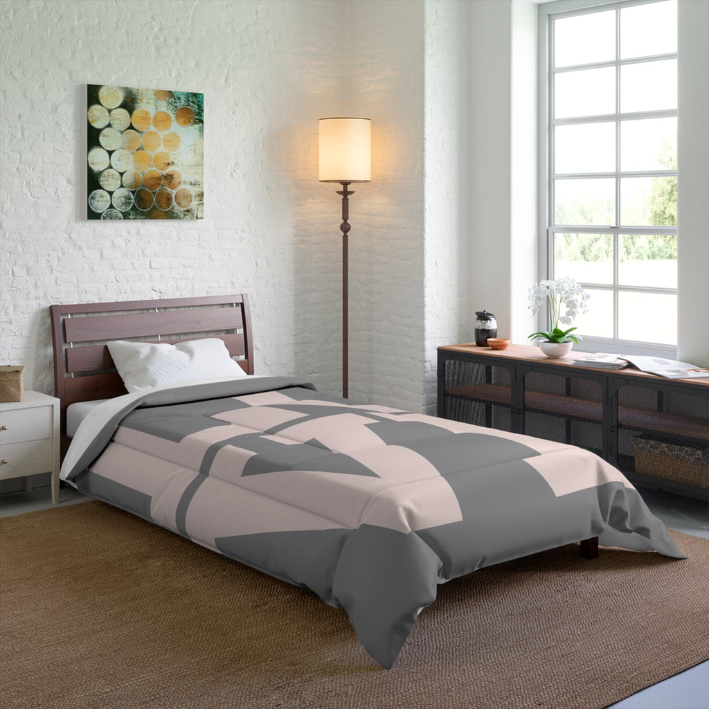 Love Typography Comforter — Pink & Gray Modern Bedding - Aura